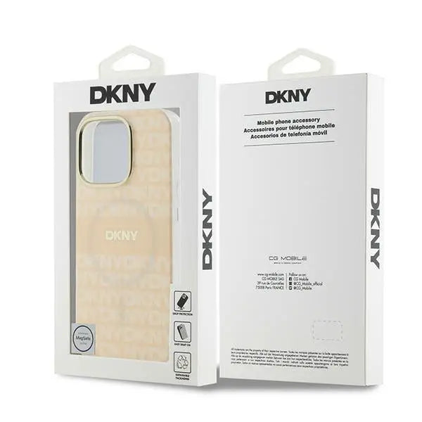 DKNY Repeat Texture Pattern With Stripe iPhone 16 Pro Max Case - Pink - Cell phone cases and covers<<<HurtelXML