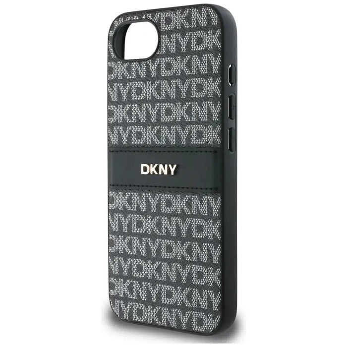 DKNY Repeat Texture Pattern with Tonal Stripe case for iPhone 16e - black - Cell phone cases and covers<<<HurtelXML