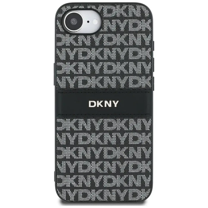 DKNY Repeat Texture Pattern with Tonal Stripe case for iPhone 16e - black - Cell phone cases and covers<<<HurtelXML