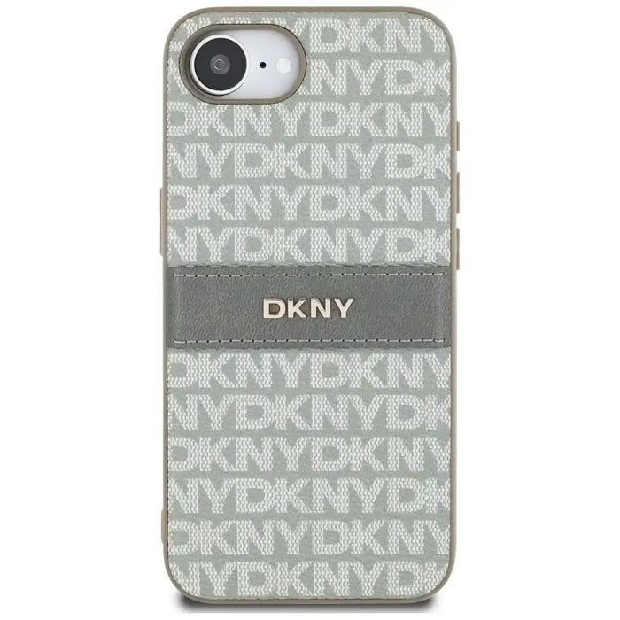 DKNY Repeat Texture Pattern with Tonal Stripe iPhone 16e Case - Beige - Cell phone cases and covers<<<HurtelXML