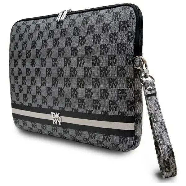 DKNY Sleeve Checkered Pattern Printed Stripes 14’’ Laptop Case - Black - Laptop bags<<<HurtelXML