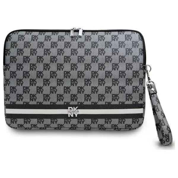 DKNY Sleeve Checkered Pattern Printed Stripes 14’’ Laptop Case - Black - Laptop bags<<<HurtelXML