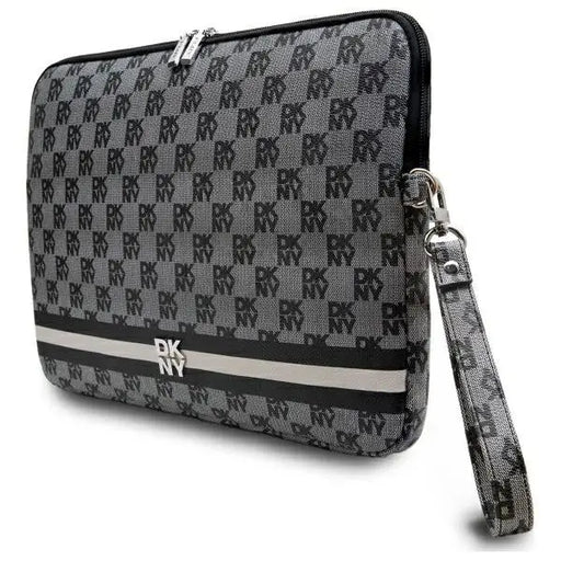 DKNY Sleeve Checkered Pattern Printed Stripes 16’’ Laptop Case - Black - Laptop bags<<<HurtelXML