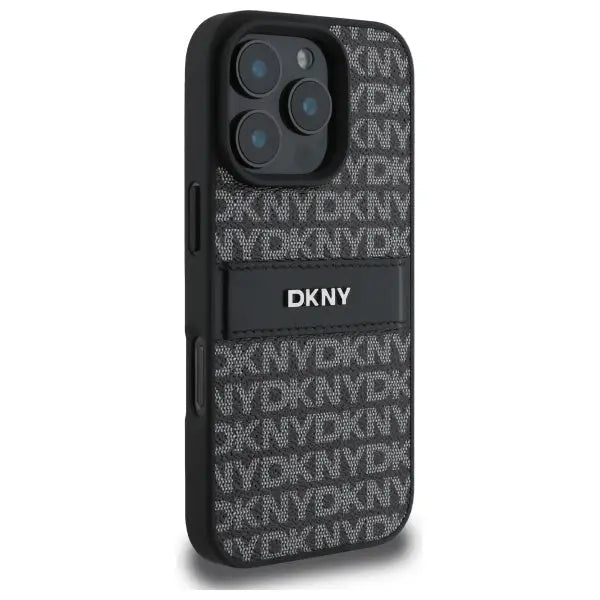 DKNY Texture Pattern Tonal Stripe iPhone 16 Pro Case - Black - Cell phone cases and covers<<<HurtelXML