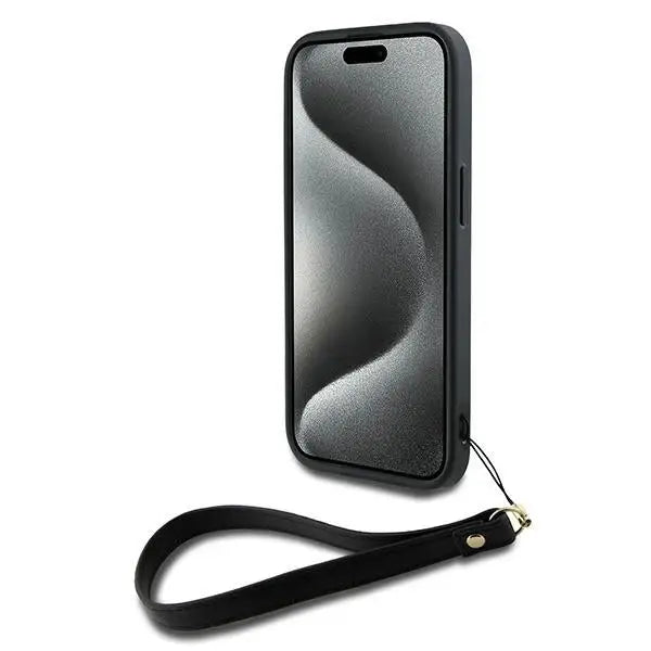 DKNY Wrist Strap Stock Logo case for iPhone 14 / 15 / 13 - black - Cell phone cases and covers<<<HurtelXML