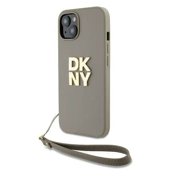 DKNY Wrist Strap Stock Logo case for iPhone 15 / 14 / 13 - beige - Cell phone cases and covers<<<HurtelXML