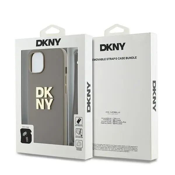 DKNY Wrist Strap Stock Logo case for iPhone 15 / 14 / 13 - beige - Cell phone cases and covers<<<HurtelXML