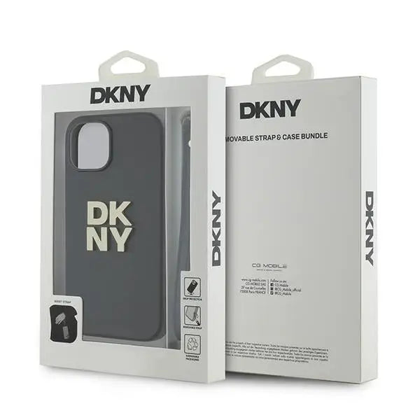 DKNY Wrist Strap Stock Logo case for iPhone 15 / 14 / 13 - black - Cell phone cases and covers<<<HurtelXML