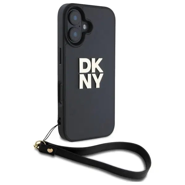 DKNY Wrist Strap Stock Logo iPhone 16 Case - Black - Cell phone cases and covers<<<HurtelXML