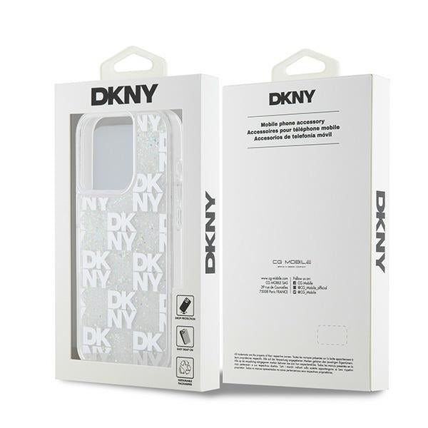 DKNY Liquid Glitter Multilogo case for iPhone 15 Pro - white