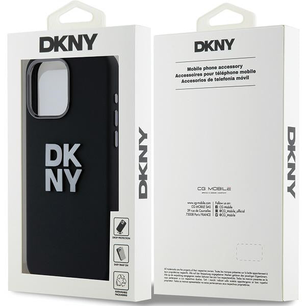 DKNY Liquid Silicone Metal Logo iPhone 15 Pro Case - Black