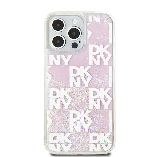 DKNY Liquid Glitter Multilogo case for iPhone 15 Pro Max - pink
