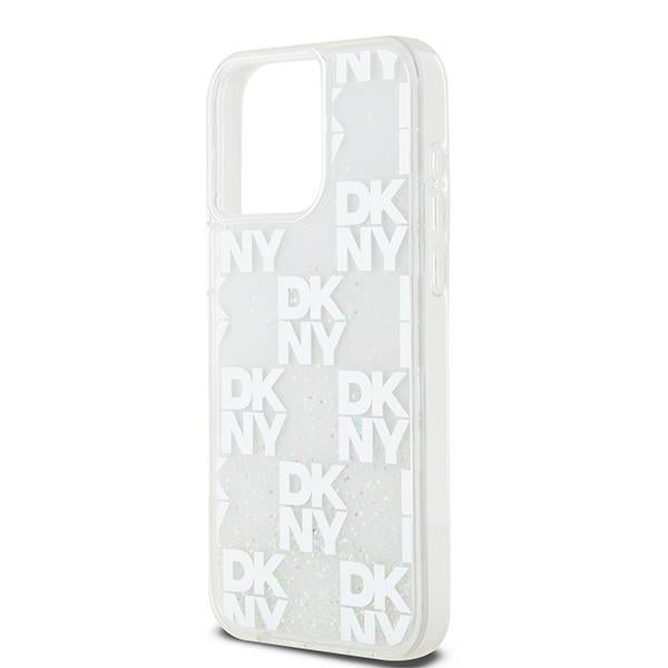 DKNY Liquid Glitter Multilogo case for iPhone 15 Pro Max - white