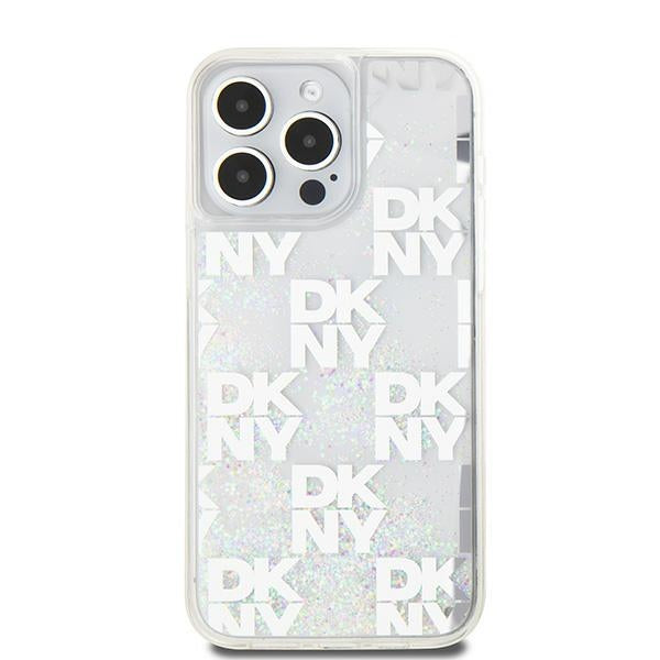 DKNY Liquid Glitter Multilogo case for iPhone 15 Pro Max - white