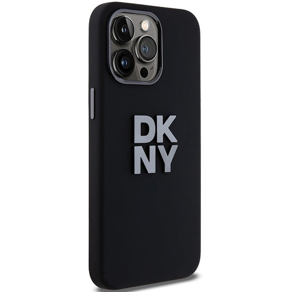 DKNY Liquid Silicone Metal Logo iPhone 15 Pro Max Case - Black
