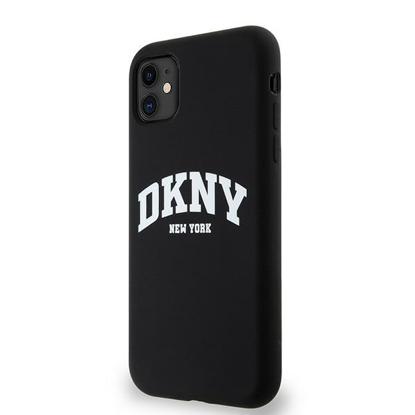 DKNY Liquid Silicone White Printed Logo MagSafe Case for iPhone 11/Xr - Black