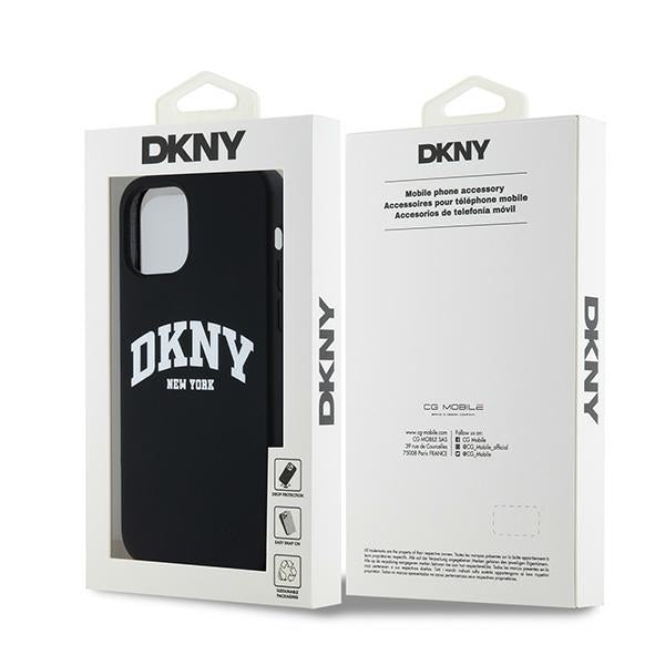 DKNY Liquid Silicone White Printed Logo MagSafe Case for iPhone 12/12 Pro - Black