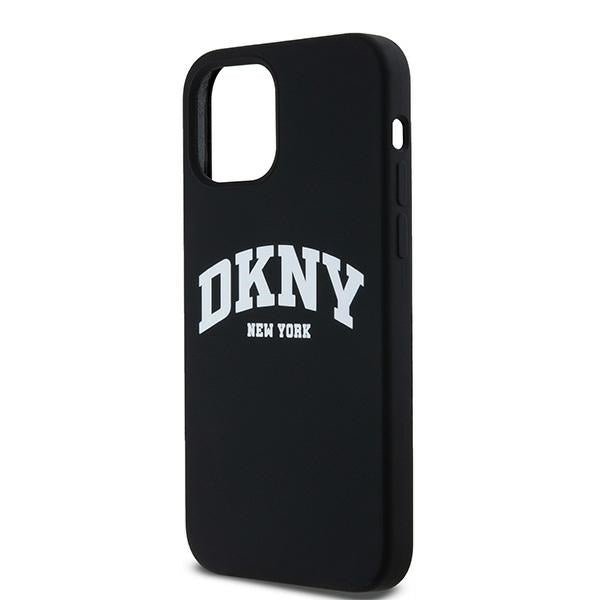 DKNY Liquid Silicone White Printed Logo MagSafe Case for iPhone 12/12 Pro - Black