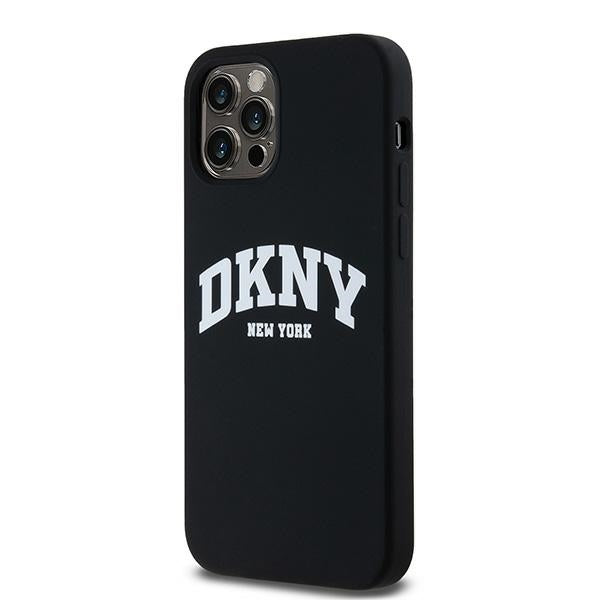 DKNY Liquid Silicone White Printed Logo MagSafe Case for iPhone 12/12 Pro - Black