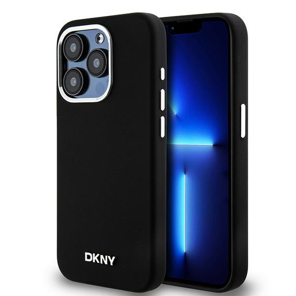 DKNY Liquid Silicone Small Metal Logo MagSafe case for iPhone 14 Pro - black
