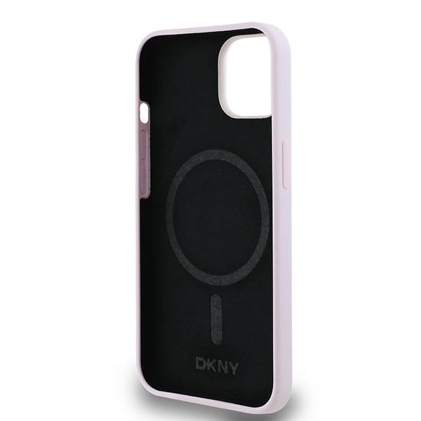 DKNY Liquid Silicone Small Metal Logo MagSafe Case for iPhone 14/15/13 - Pink