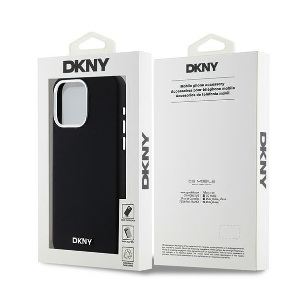 DKNY Liquid Silicone Small Metal Logo MagSafe Case for iPhone 14 Pro Max - Black