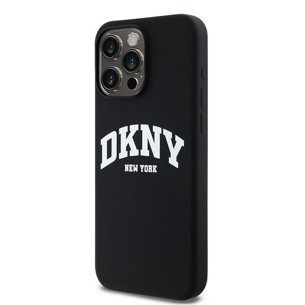 DKNY Liquid Silicone White Printed Logo MagSafe iPhone 14 Pro Max Case - Black