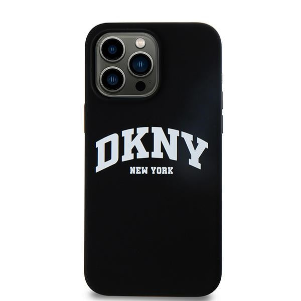 DKNY Liquid Silicone White Printed Logo MagSafe iPhone 14 Pro Max Case - Black