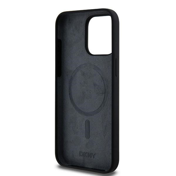 DKNY Liquid Silicone White Printed Logo MagSafe iPhone 14 Pro Max Case - Black