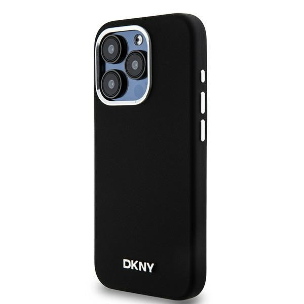 DKNY Liquid Silicone Small Metal Logo MagSafe case for iPhone 15 Pro - black