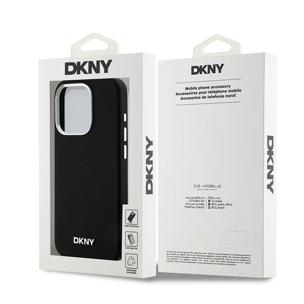 DKNY Liquid Silicone Small Metal Logo MagSafe case for iPhone 15 Pro - black