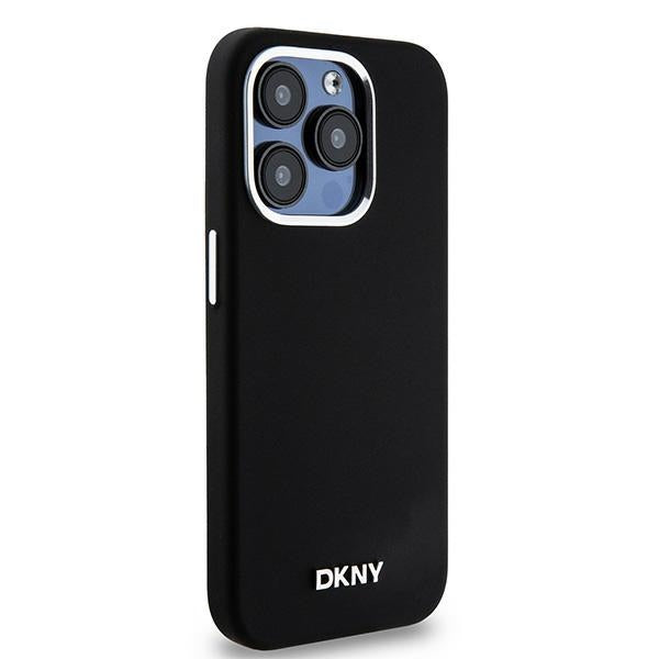 DKNY Liquid Silicone Small Metal Logo MagSafe case for iPhone 15 Pro - black