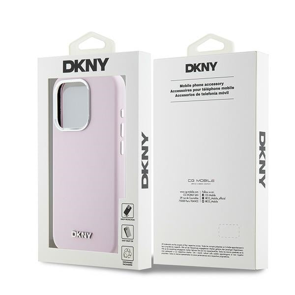 DKNY Liquid Silicone Small Metal Logo MagSafe case for iPhone 15 Pro - pink