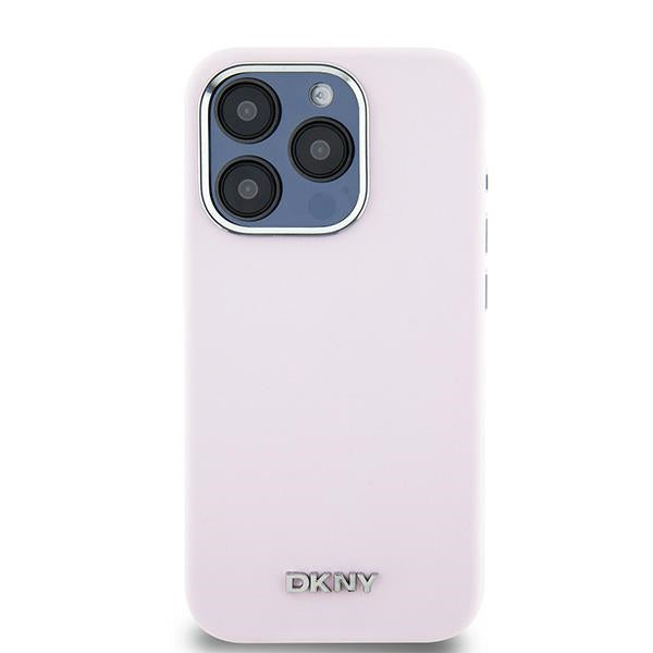 DKNY Liquid Silicone Small Metal Logo MagSafe case for iPhone 15 Pro - pink