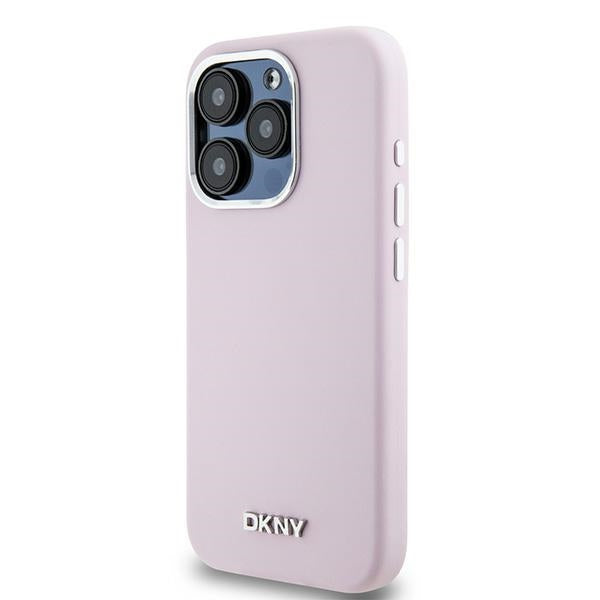 DKNY Liquid Silicone Small Metal Logo MagSafe case for iPhone 15 Pro - pink