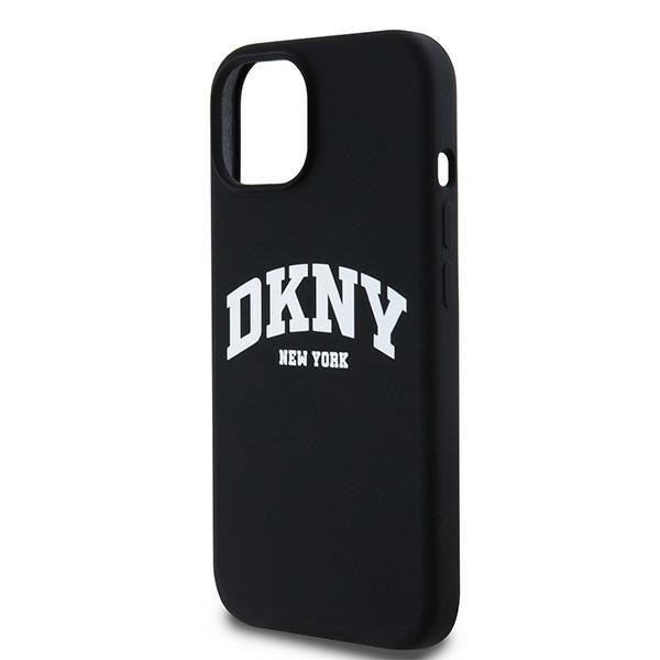 DKNY Liquid Silicone White Printed Logo MagSafe Case for iPhone 15 Plus / 14 Plus - Black
