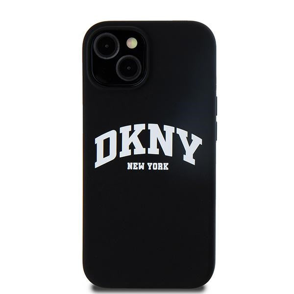 DKNY Liquid Silicone White Printed Logo MagSafe Case for iPhone 15 Plus / 14 Plus - Black