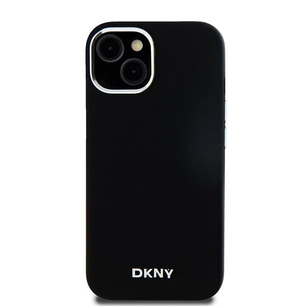 DKNY Liquid Silicone Small Metal Logo MagSafe Case for iPhone 15/14/13 - Black