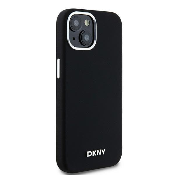 DKNY Liquid Silicone Small Metal Logo MagSafe Case for iPhone 15/14/13 - Black