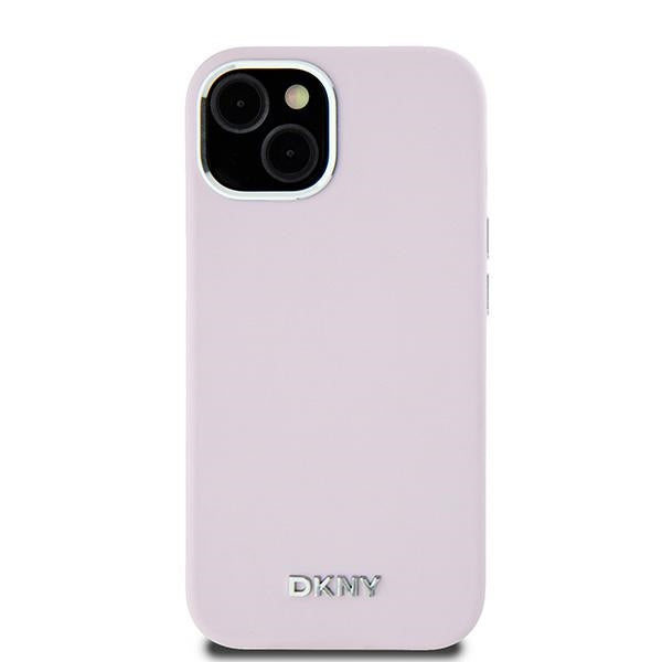 DKNY Liquid Silicone Small Metal Logo MagSafe Case for iPhone 15/14/13 - Pink