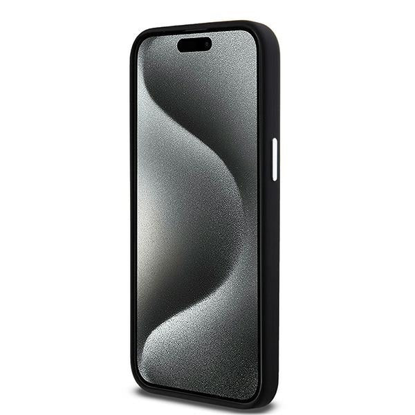 DKNY Liquid Silicone Small Metal Logo MagSafe Case for iPhone 15 Pro Max - Black