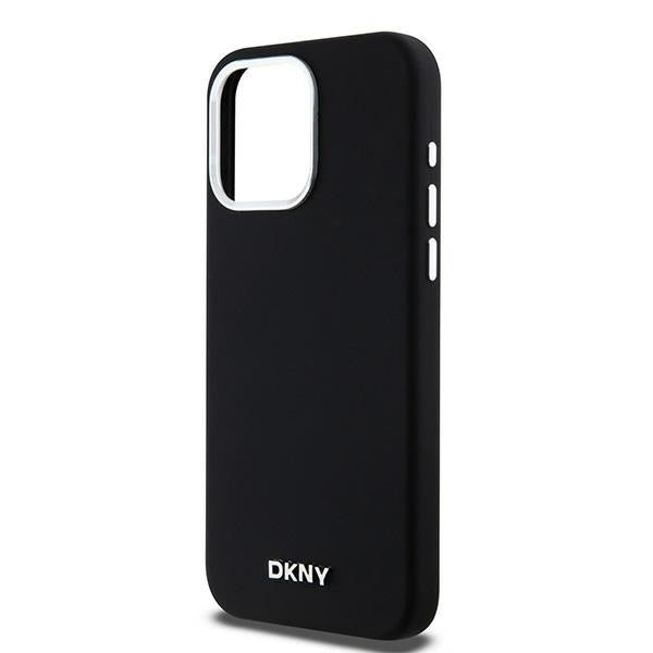 DKNY Liquid Silicone Small Metal Logo MagSafe Case for iPhone 15 Pro Max - Black