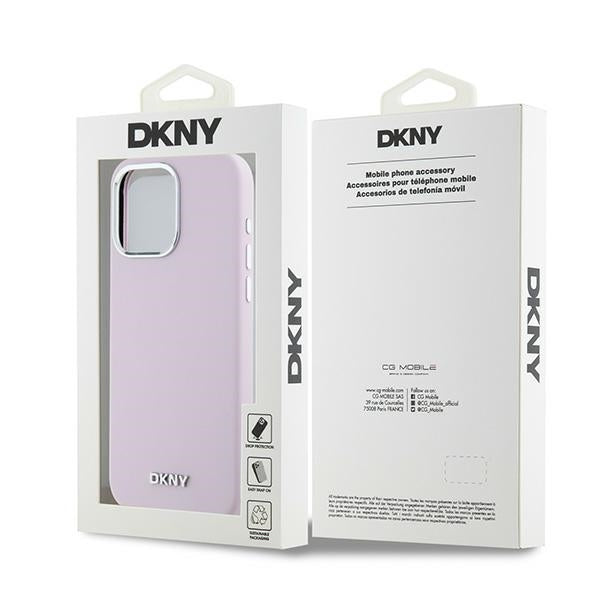 DKNY Liquid Silicone Small Metal Logo MagSafe case for iPhone 15 Pro Max - pink