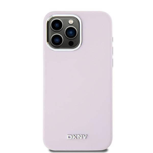DKNY Liquid Silicone Small Metal Logo MagSafe case for iPhone 15 Pro Max - pink