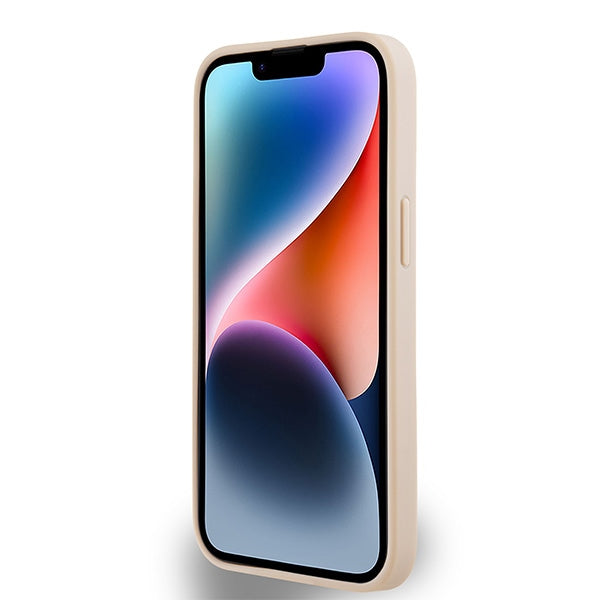 DKNY Leather Mono Stripe &amp; Metal Logo case for iPhone 15 / 14 / 13 - pink