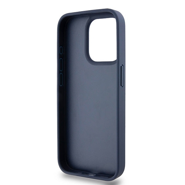 DKNY Leather Mono Stripe &amp; Metal Logo case for iPhone 15 Pro - blue