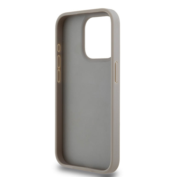 DKNY Leather Mono Stripe &amp; Metal Logo case for iPhone 15 Pro - beige