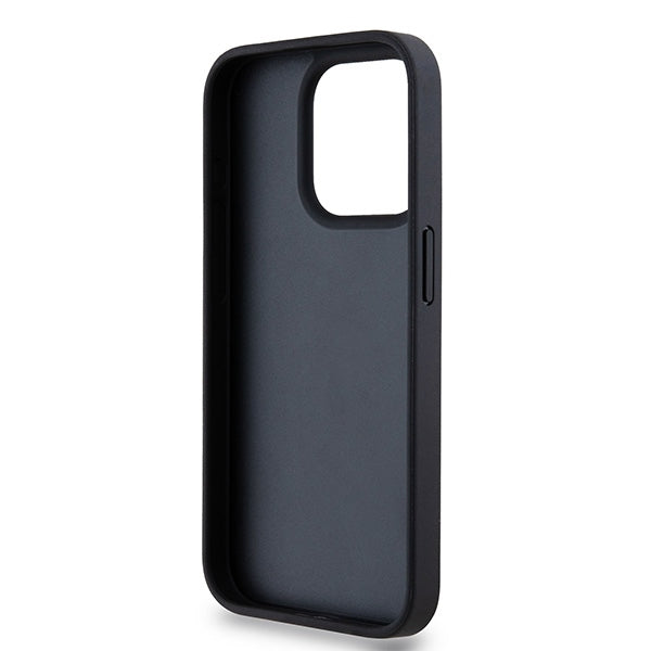 DKNY Leather Mono Stripe &amp; Metal Logo case for iPhone 15 Pro - black
