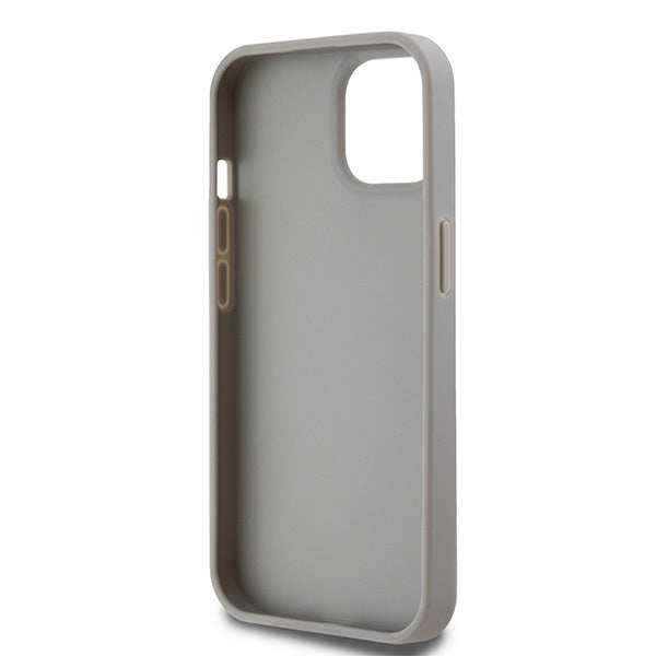DKNY Leather Mono Stripe &amp; Metal Logo case for iPhone 15 Plus / 14 Plus - beige