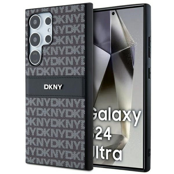 DKNY Leather Mono Stripe &amp; Metal Logo case for Samsung Galaxy S24 Ultra - black